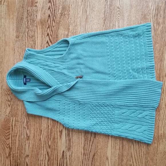 (L) Chaps Mint Green Cottagecore Knit Vest ❤ Cozy ❤ Perfect for Autumn ❤ - Picture 1 of 8